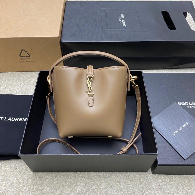 SAINT LAURENT LE 37 MINI IN SHINY LEATHER 765870 Khaki