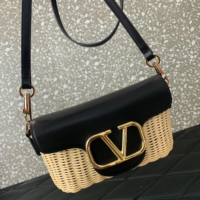 VALENTINO Small Woven Shoulder Bag 5055 black