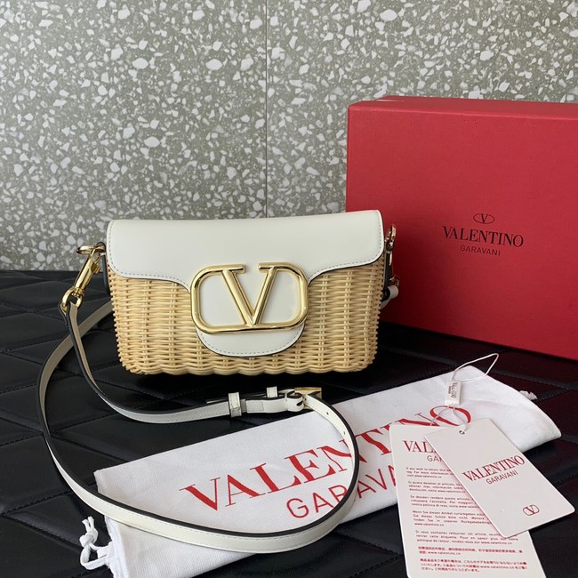 VALENTINO Small Woven Shoulder Bag 5055 white