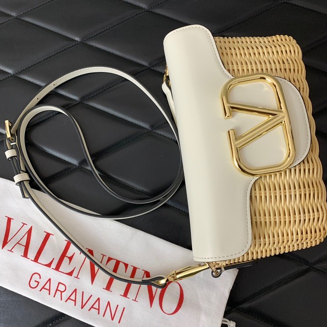 VALENTINO Small Woven Shoulder Bag 5055 white