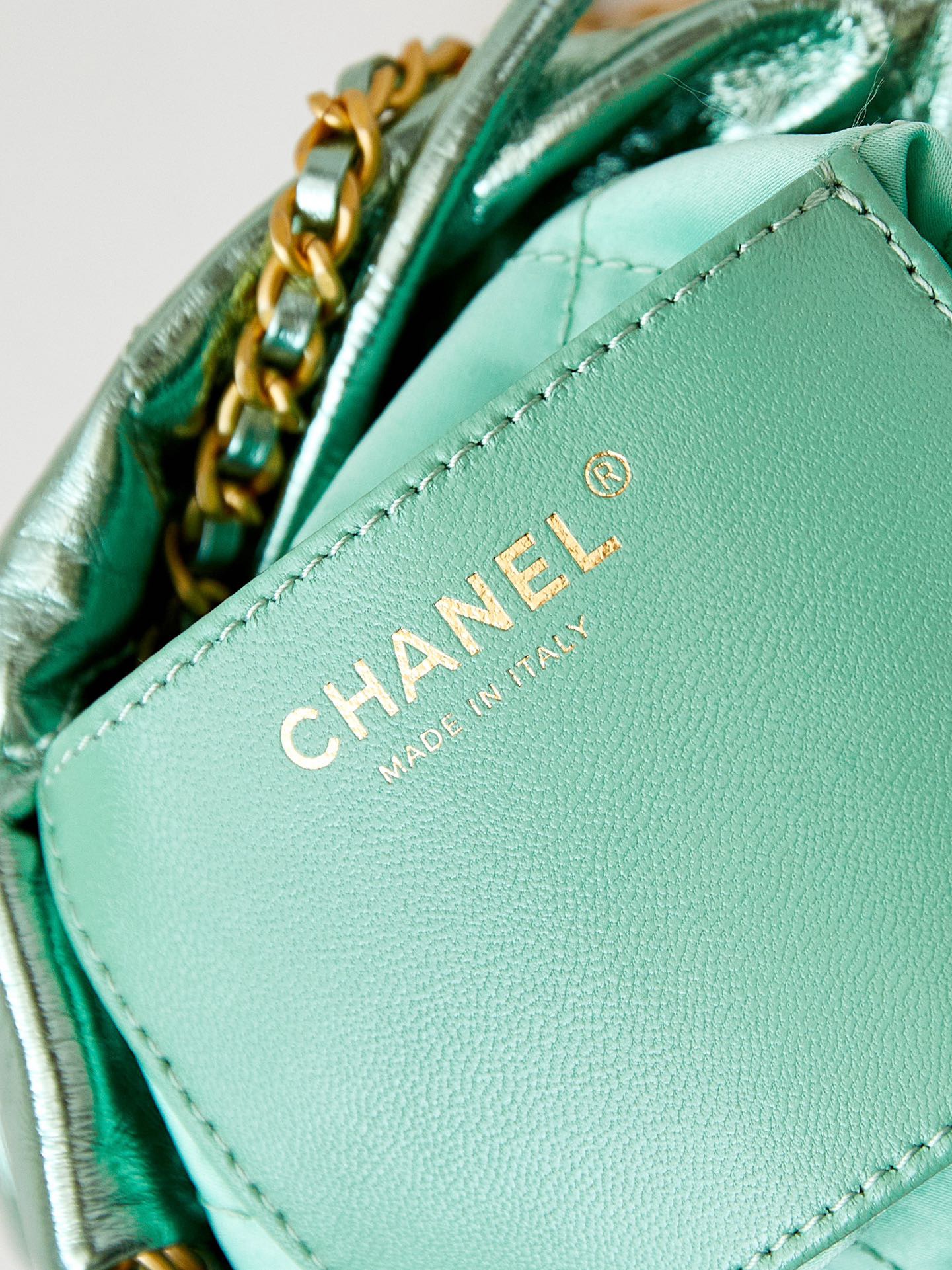 CHANEL 22 MINI HANDBAG AS3980 Pearlescent green