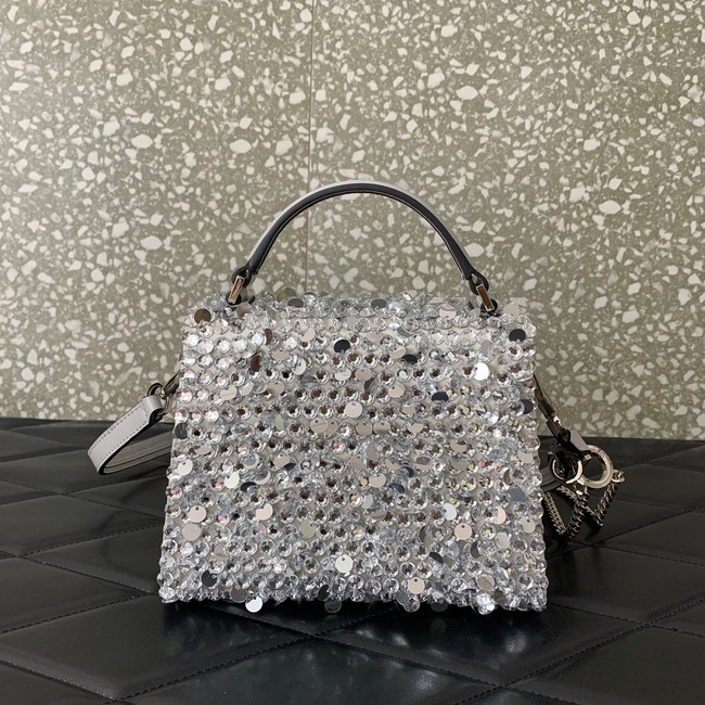 VALENTINO GARAVANI Loco Calf leather bag 0055 silver