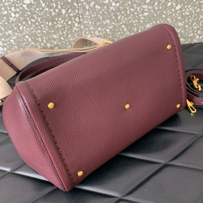 VALENTINO Alltime medium grain calfskin bag B0Q18 Wine