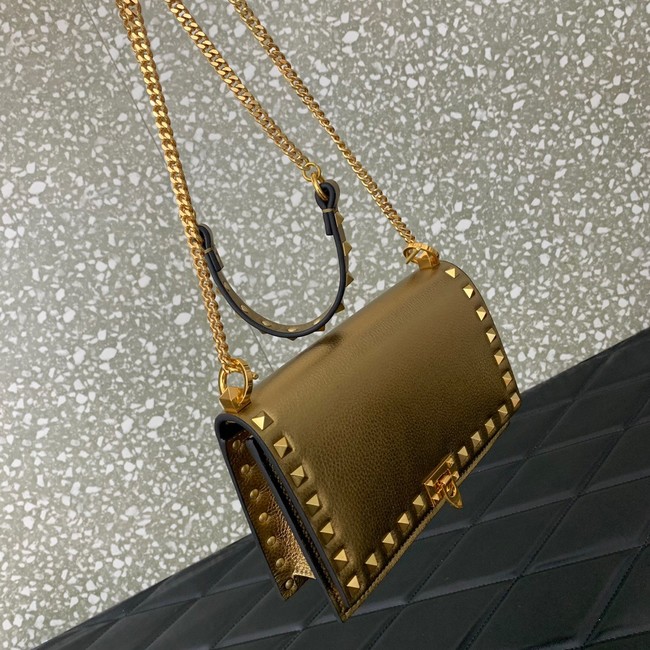 VALENTINO Rockstud calfskin chain bag HHI16 gold