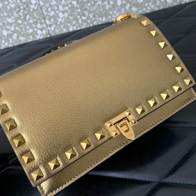 VALENTINO Rockstud calfskin chain bag HHI16 gold