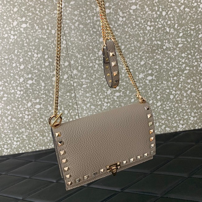 VALENTINO Rockstud calfskin chain bag HHI16 gray