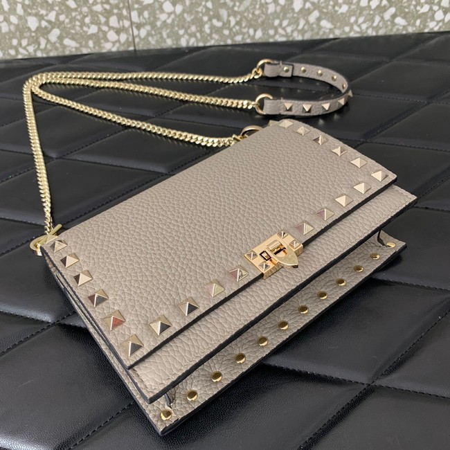 VALENTINO Rockstud calfskin chain bag HHI16 gray