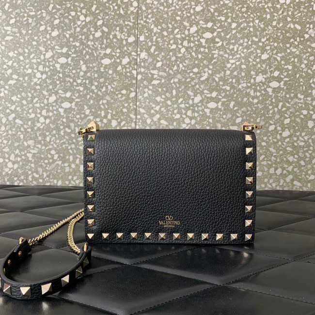 VALENTINO Rockstud calfskin chain bag SHI16 black