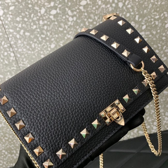 VALENTINO Rockstud calfskin chain bag SHI16 black