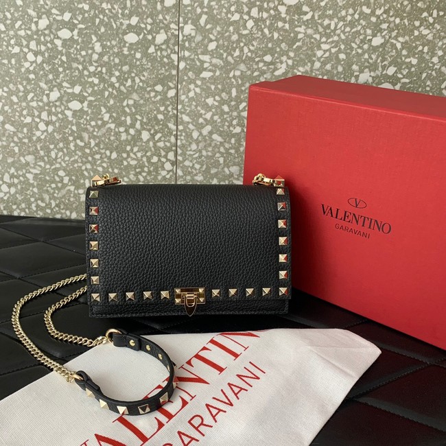 VALENTINO Rockstud calfskin chain bag SHI16 black