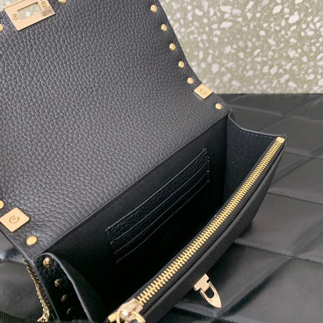 VALENTINO Rockstud calfskin chain bag SHI16 black