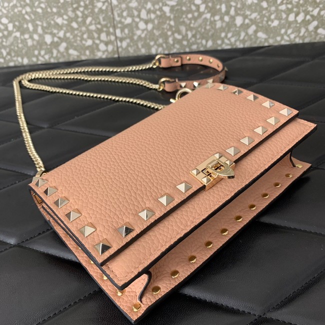 VALENTINO Rockstud calfskin chain bag SHI16 pink