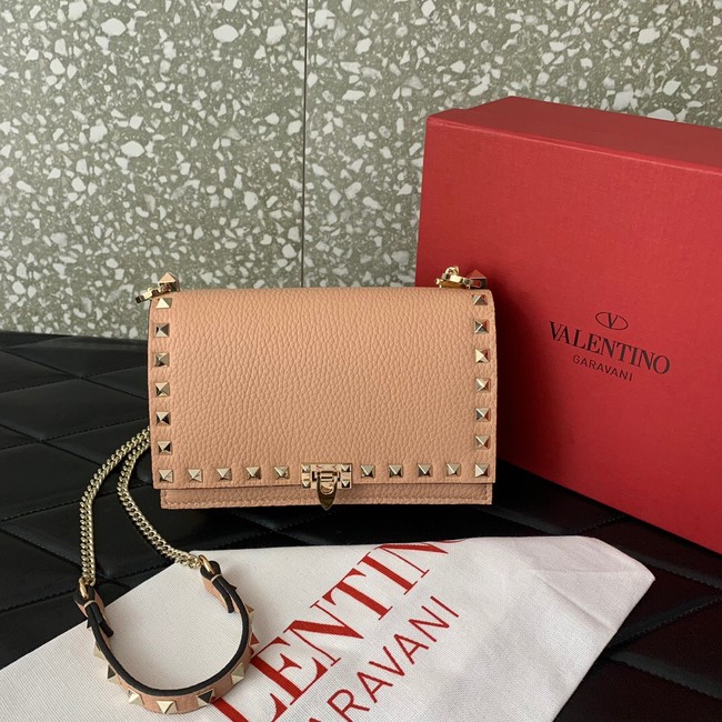 VALENTINO Rockstud calfskin chain bag SHI16 pink