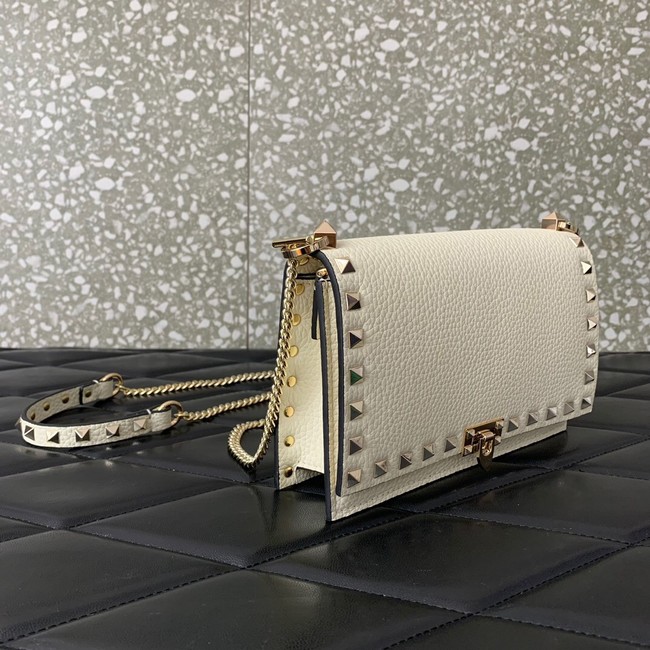 VALENTINO Rockstud calfskin chain bag SHI16 white