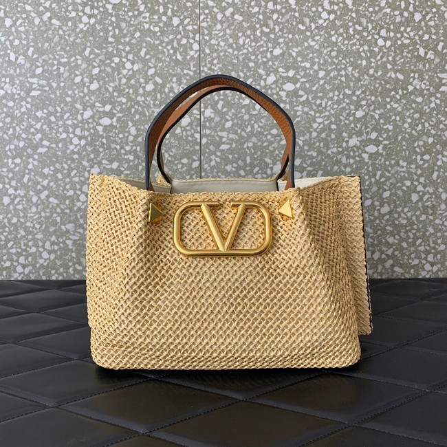 VALENTINO Small RAFFIA MACRAME Shoulder Bag 0330S Apricot