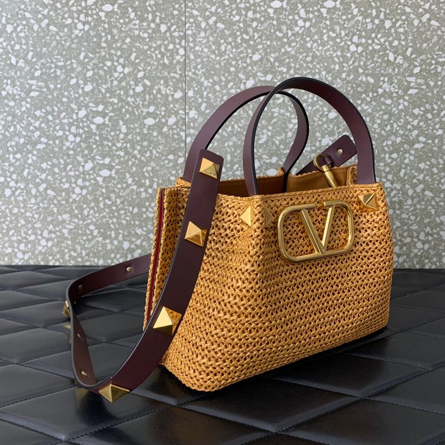 VALENTINO Small RAFFIA MACRAME Shoulder Bag 0330S brown