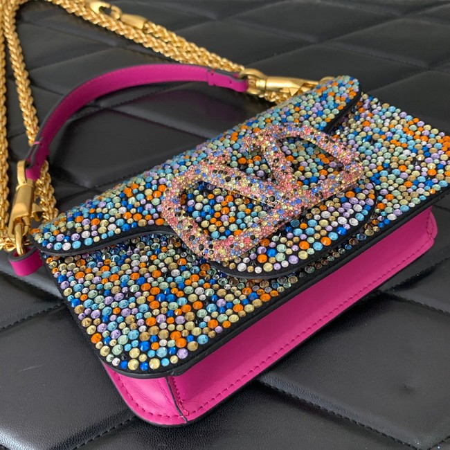 VALENTINO Super Mini Loco imitation crystal chain bag WP0Z28 Rainbow