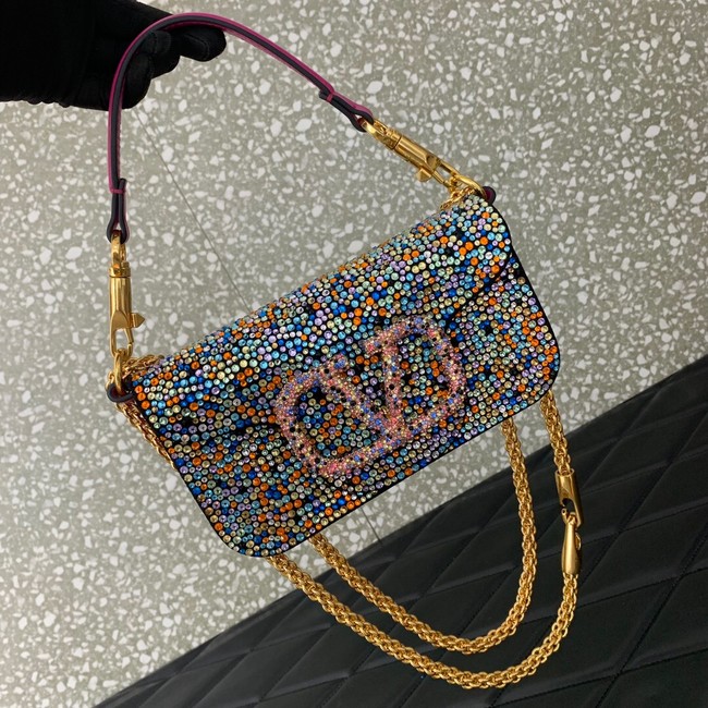 VALENTINO Super Mini Loco imitation crystal chain bag WP0Z28 Rainbow