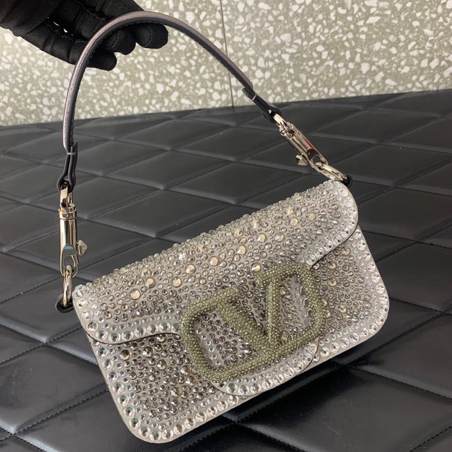 VALENTINO Super Mini Loco imitation crystal chain bag WP0Z28 silver