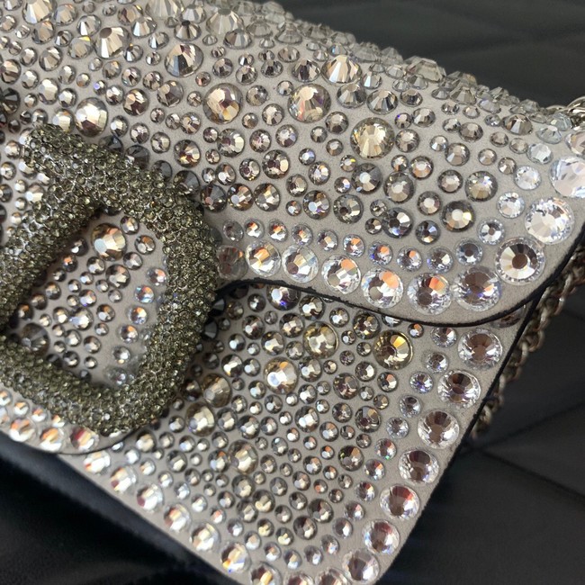 VALENTINO Super Mini Loco imitation crystal chain bag WP0Z28 silver