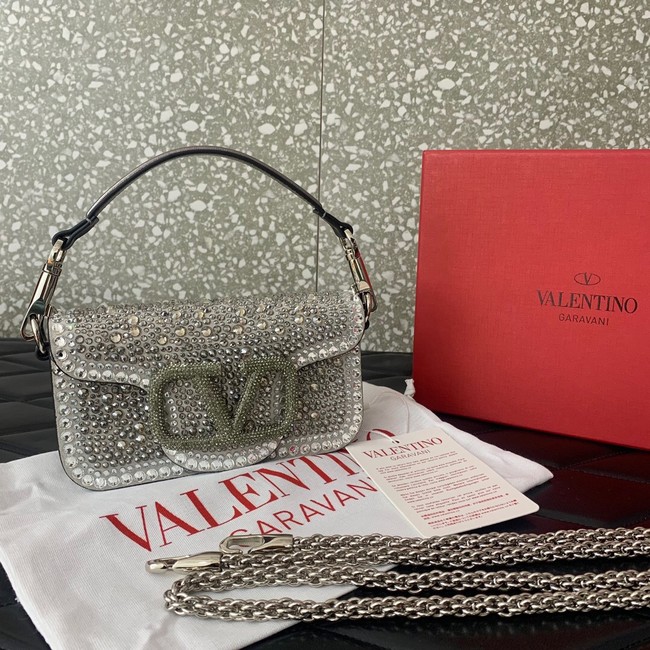 VALENTINO Super Mini Loco imitation crystal chain bag WP0Z28 silver