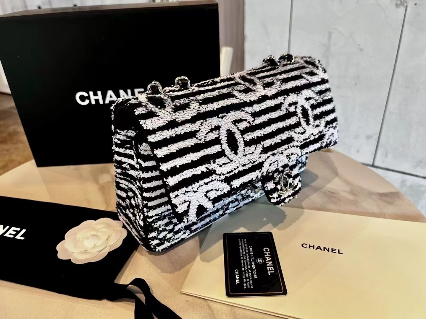 CHANEL SMALL FLAP BAG AS4561 Black & White