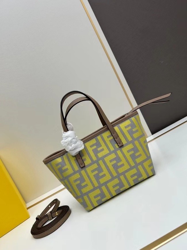 Fendi mini FF jacquard fabric and leather bag F3671 yellow