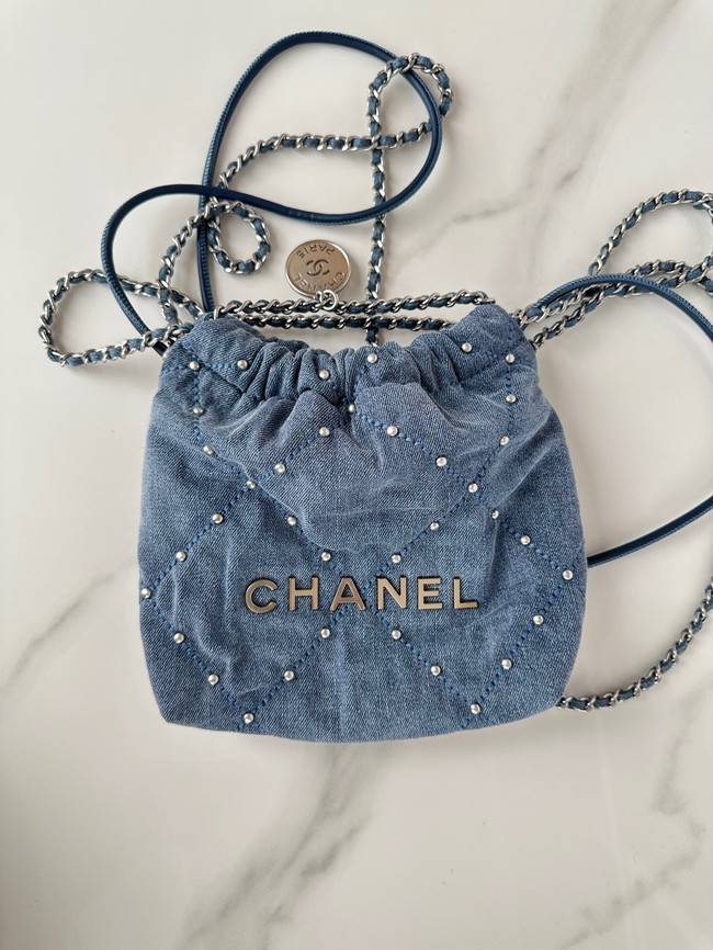 CHANEL 22 MINI HANDBAG AS3980 Denim Blue