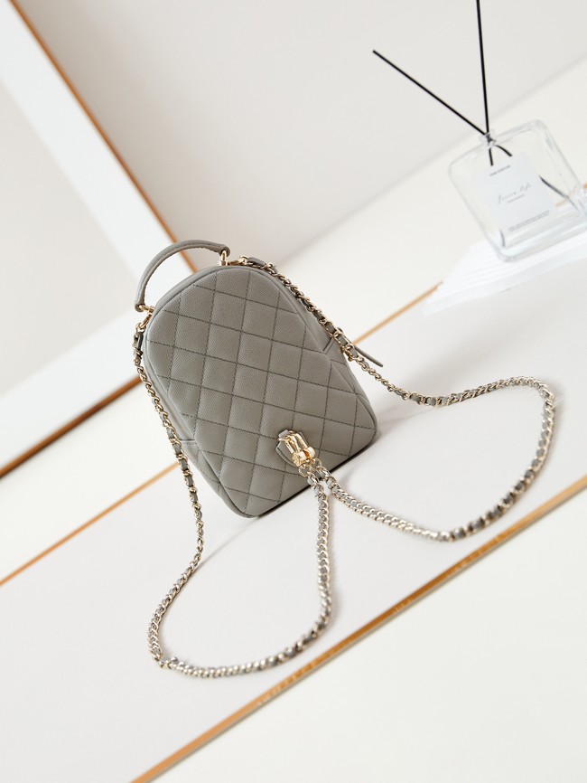 Chanel MINI BACKPACK AP3753 Grained Calfskin & Gold-Tone Metal gray