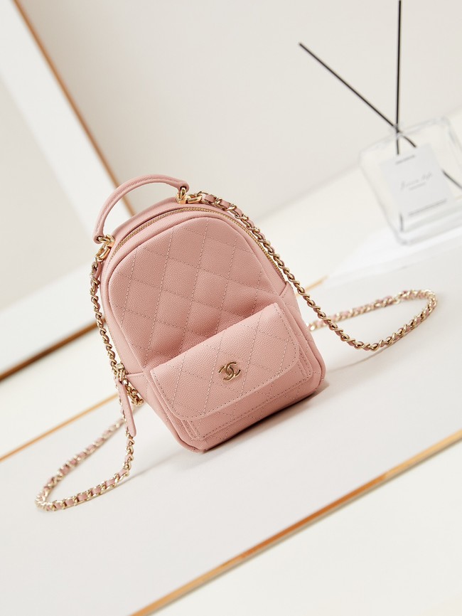 Chanel MINI BACKPACK AP3753 Grained Calfskin & Gold-Tone Metal light pink