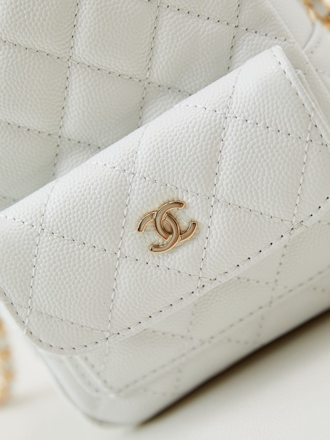 Chanel MINI BACKPACK AP3753 Grained Calfskin & Gold-Tone Metal white