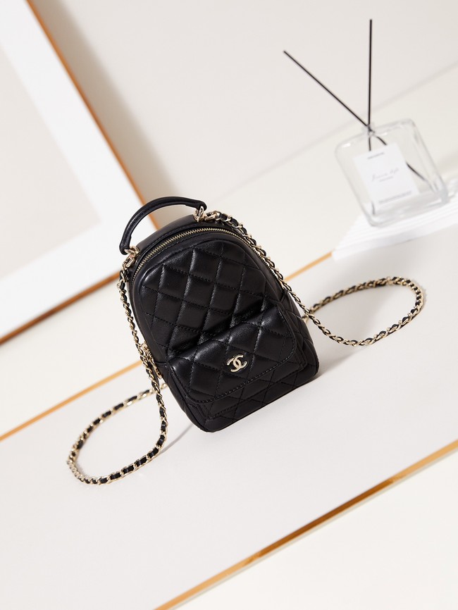 Chanel MINI BACKPACK AP3753 Sheepskin & Gold-Tone Metal black