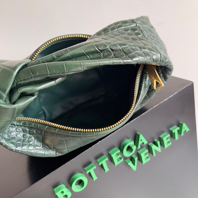 Bottega Veneta Mini Jodie Mini alligator leather top handle bag 717709 dark green