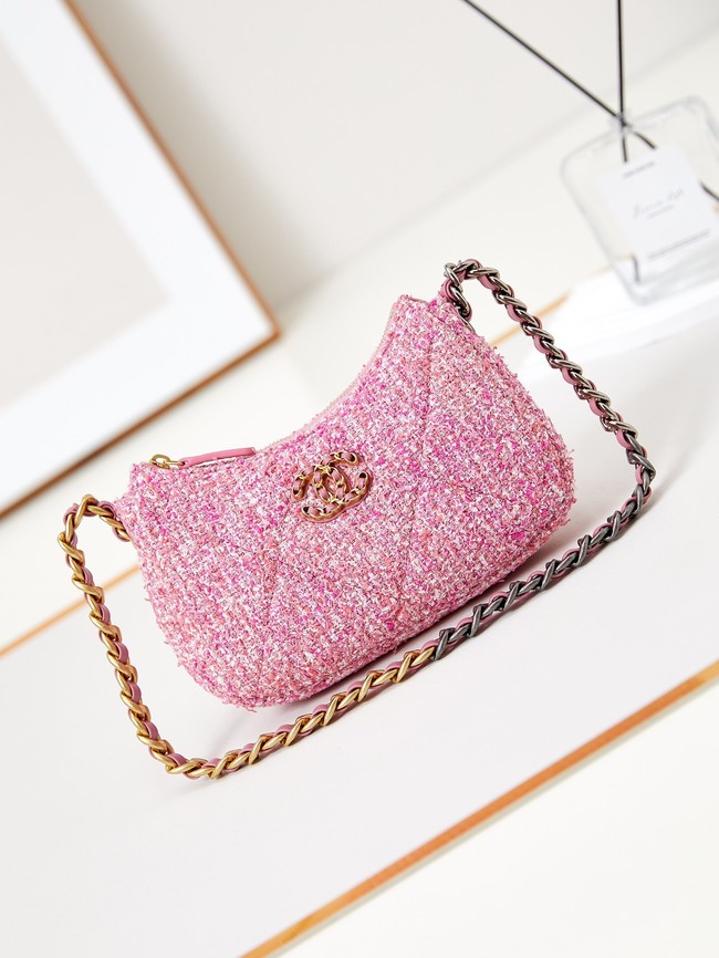 CHANEL 19 CLUTCH WITH CHAIN AP3763 Pink & Ecru