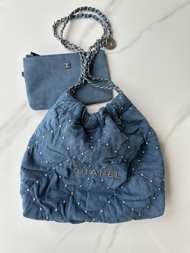 CHANEL 22 HANDBAG AS3260 Denim Blue