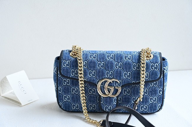 Gucci GG MARMONT SMALL SHOULDER BAG 443497 Blue GG denim