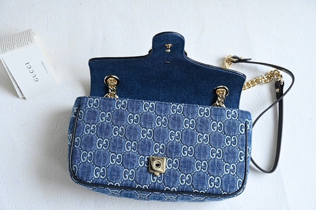 Gucci GG MARMONT SMALL SHOULDER BAG 443497 Blue GG denim