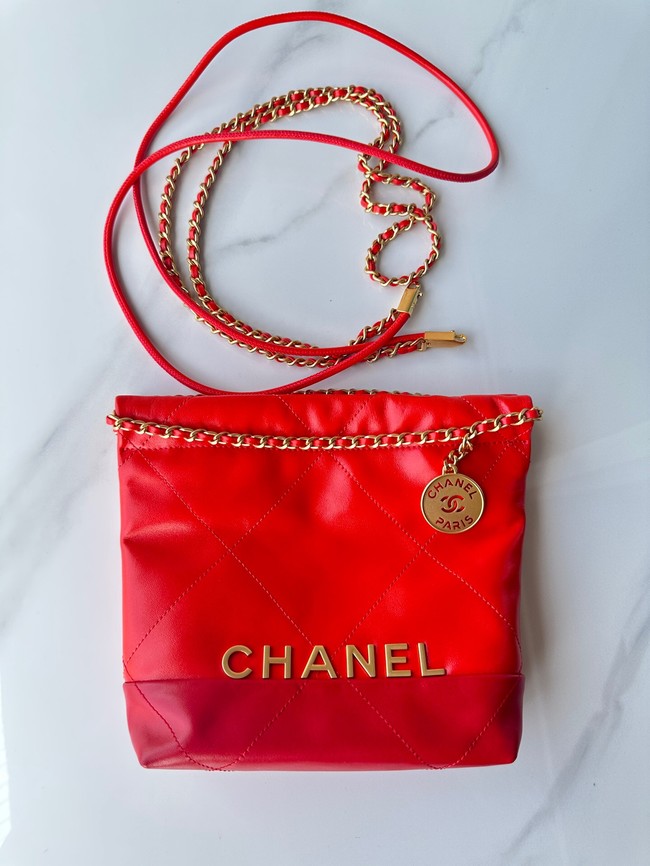 CHANEL 22 MINI HANDBAG AS3980 Dark Orange & Red