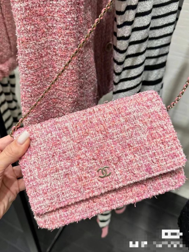 CHANEL CLASSIC WALLET ON CHAIN  AP0250 Pink & Ecru