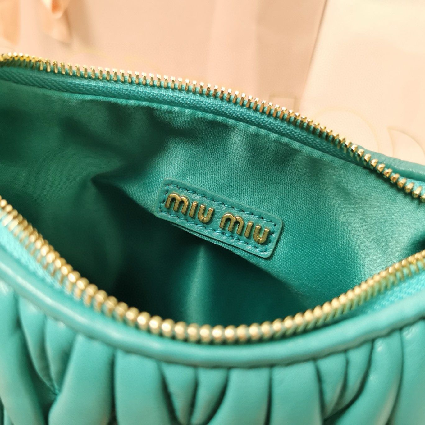 Miu Miu Wander Matelasse Original Sheepskin Bag 5BC125 Green