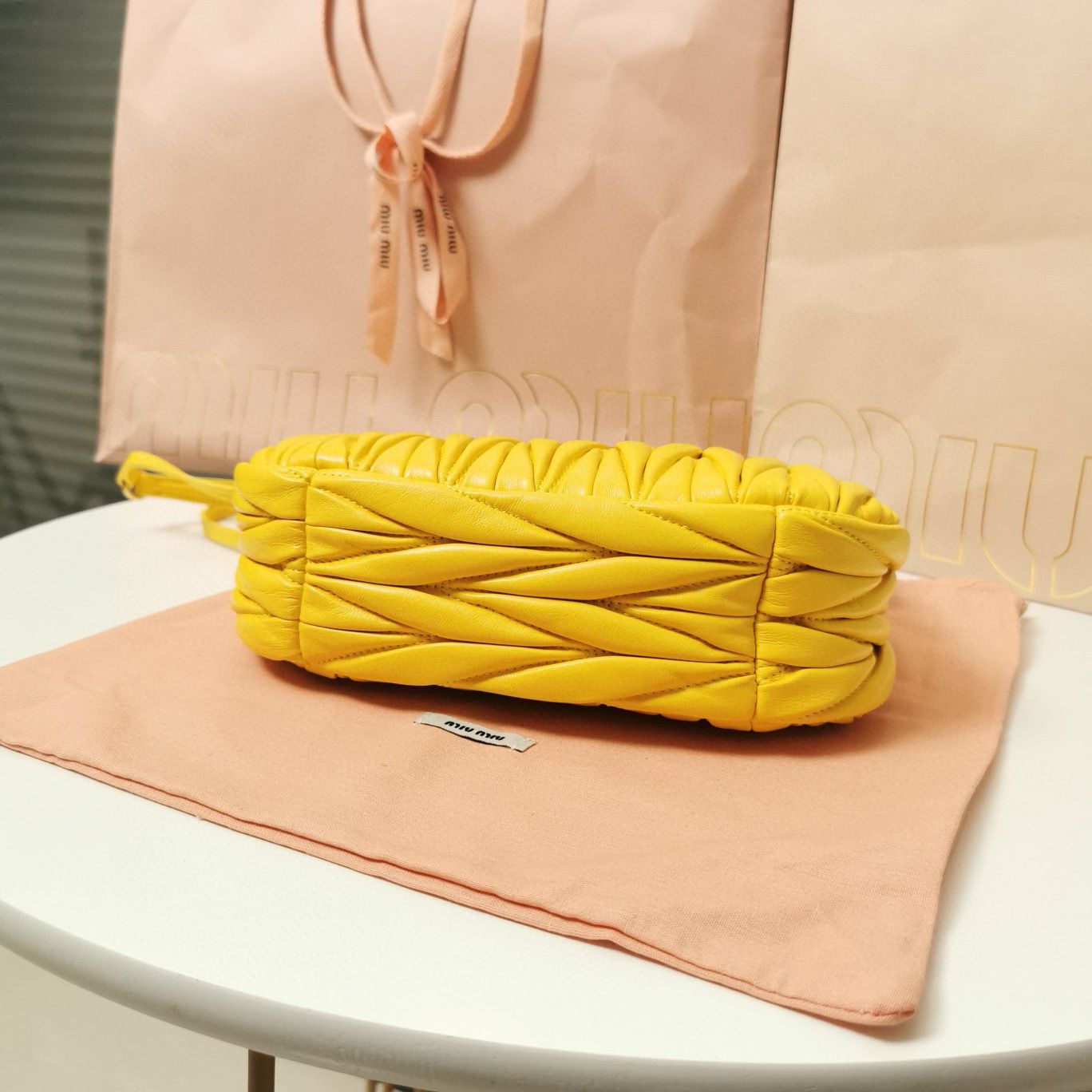 Miu Miu Wander Matelasse Original Sheepskin Bag 5BC125 Yellow