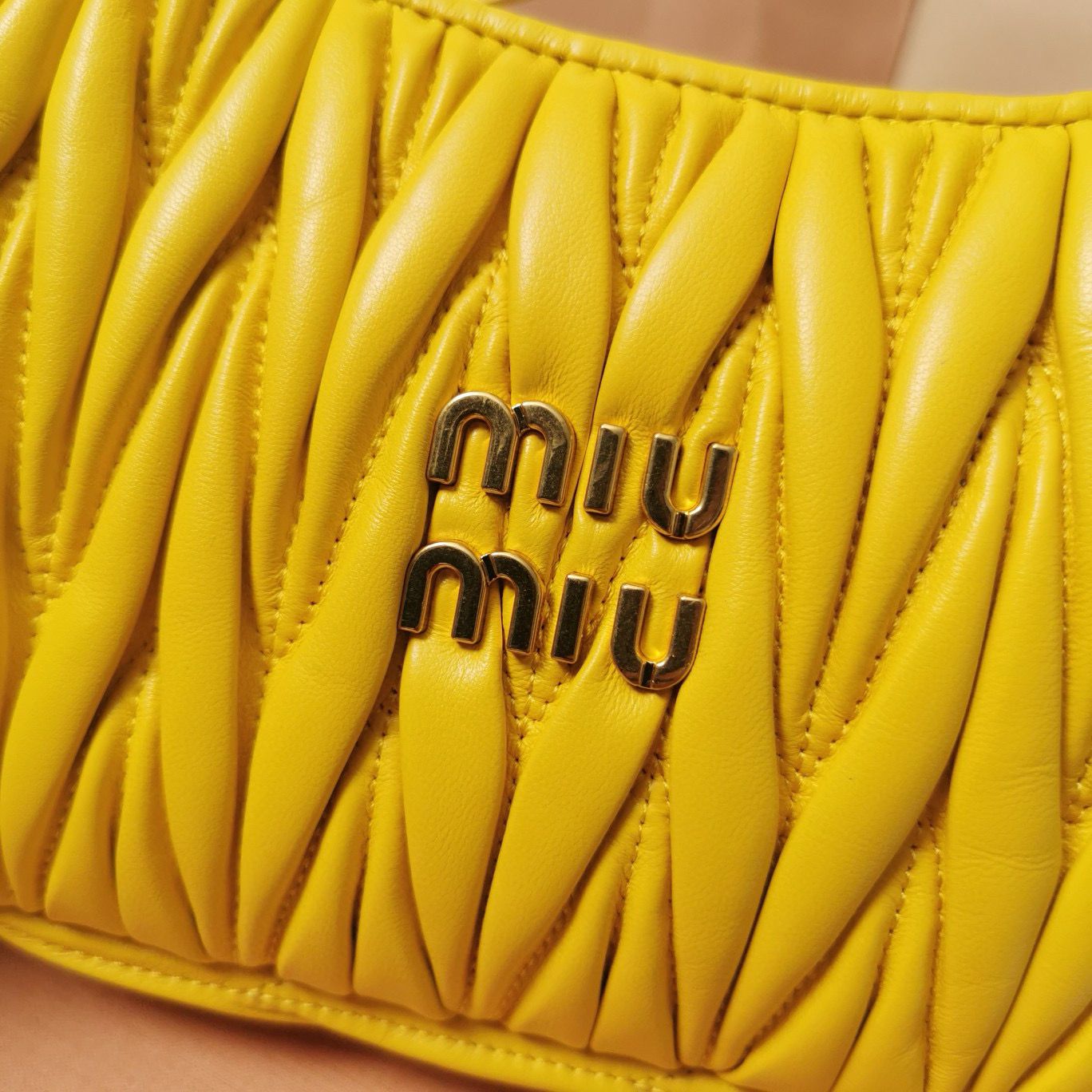 Miu Miu Wander Matelasse Original Sheepskin Bag 5BC125 Yellow