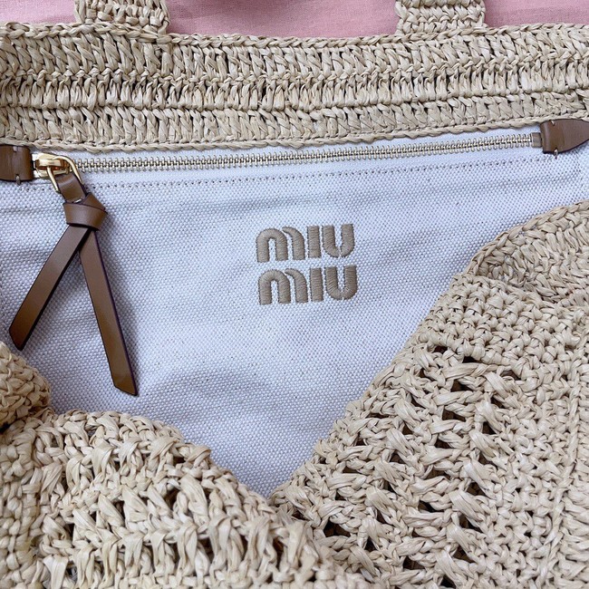 MIUMIU IN RAFFIA Shoulder Bags 5BD230 Apricot