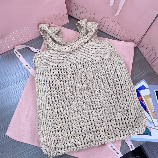 MIUMIU IN RAFFIA Shoulder Bags 5BG230 Apricot