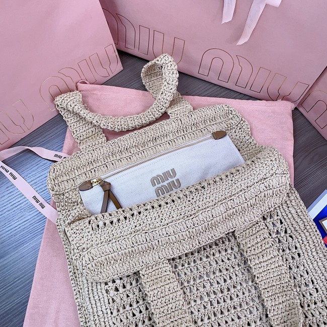 MIUMIU IN RAFFIA Shoulder Bags 5BG230 Apricot