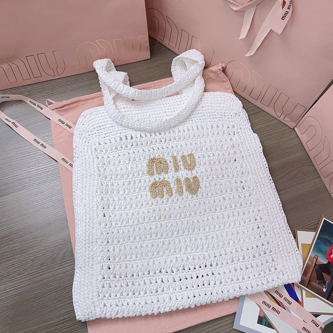 MIUMIU IN RAFFIA Shoulder Bags 5BG230 white