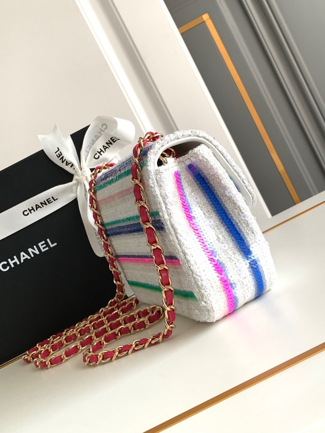 CHANEL SMALL FLAP BAG AS4561 White& Blue&Pink & green