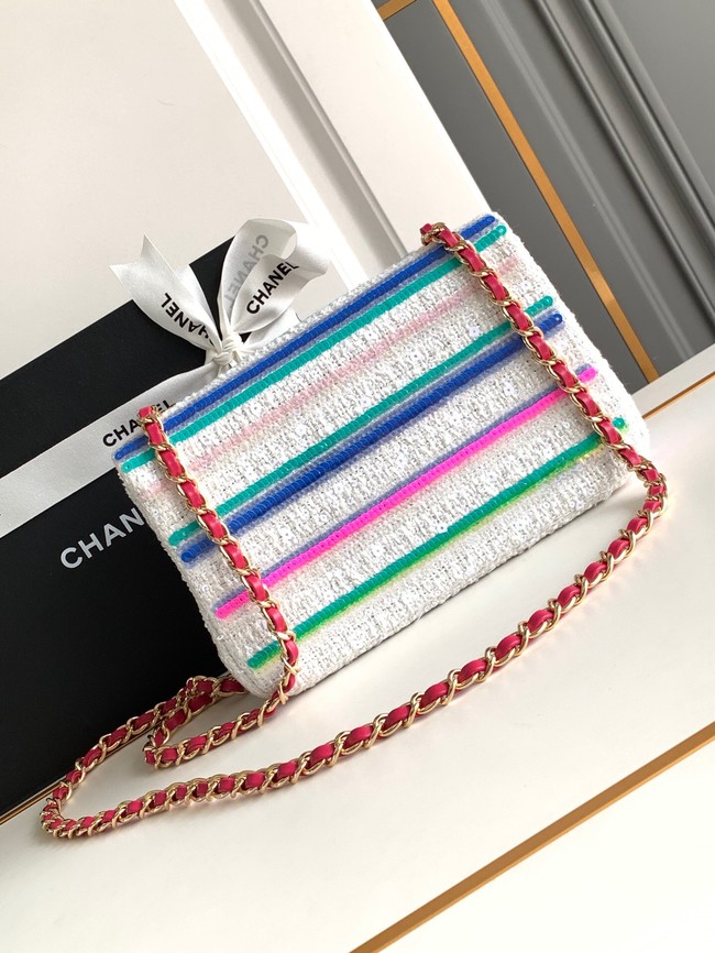 CHANEL SMALL FLAP BAG AS4561 White& Blue&Pink & green