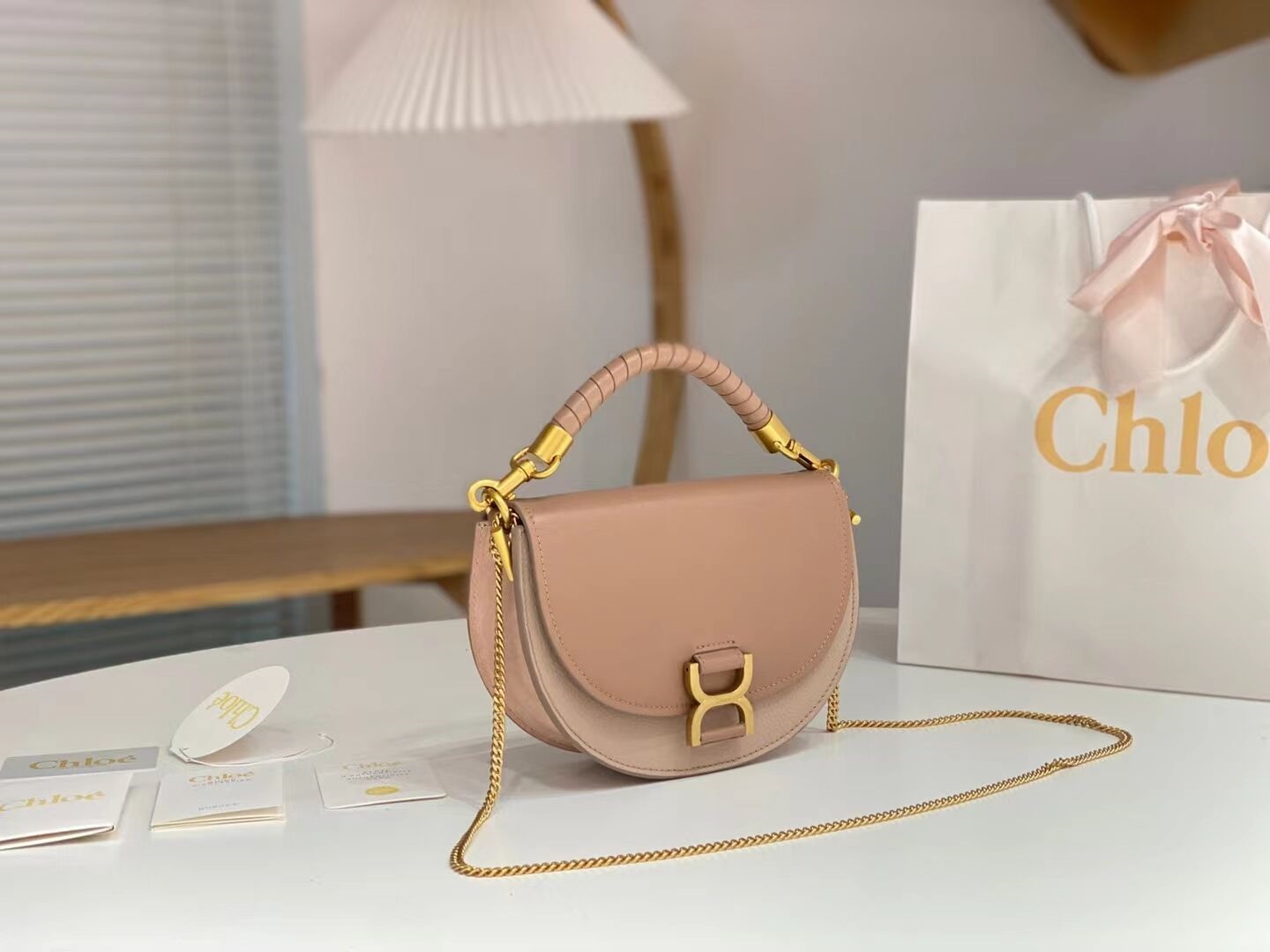 CHLOE Small leather shoulder bag CL225156 pink