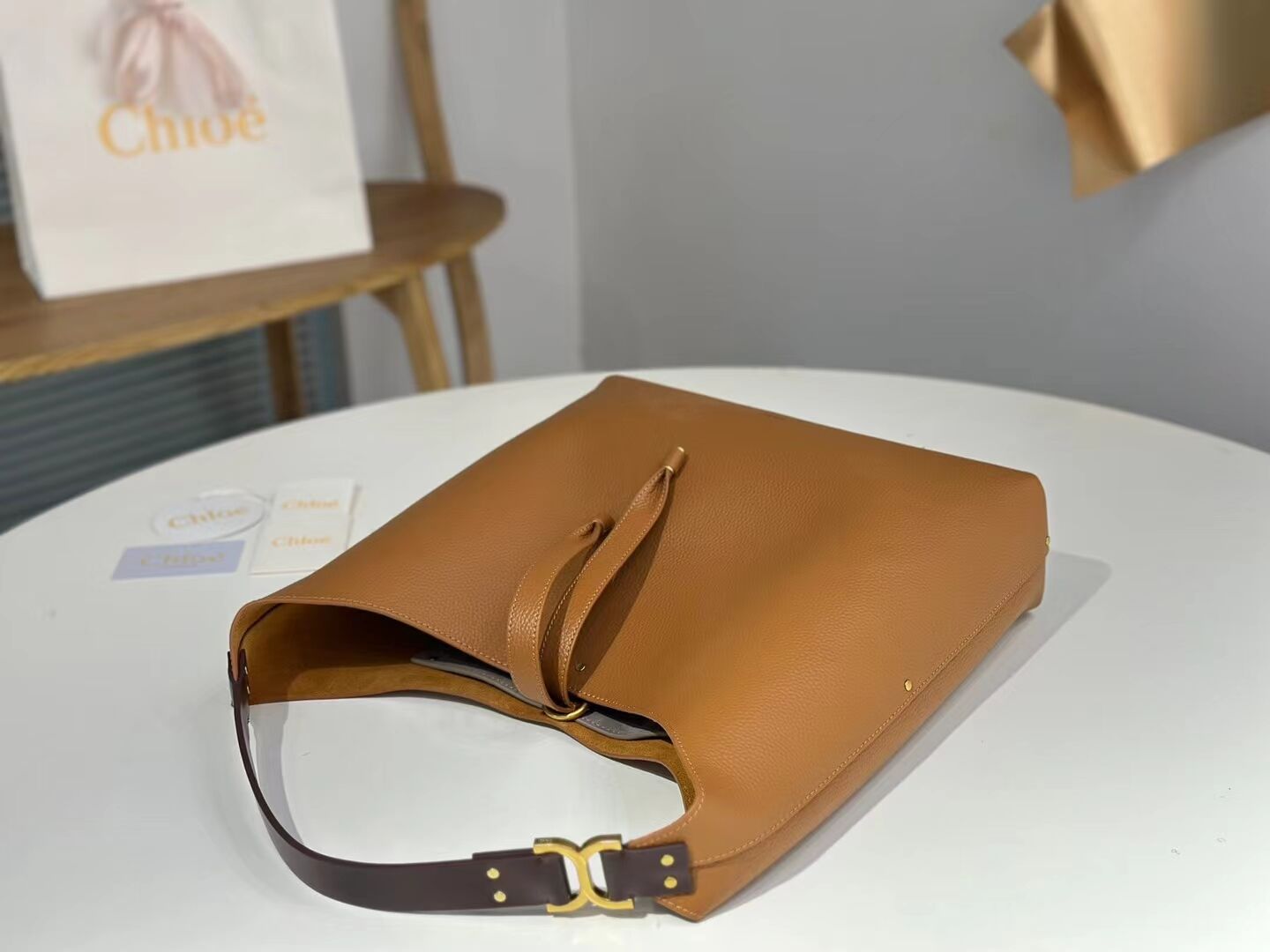 CHLOE leather shoulder bag CL224765 Caramel